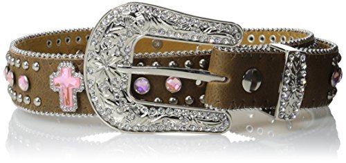 Nocona Girls' Crystal Cross Leather Belt